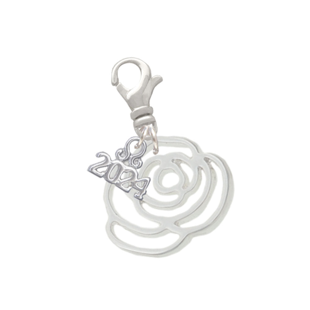 Delight Jewelry Large Rose Outline Clip on Charm with Year 2024 Image 1