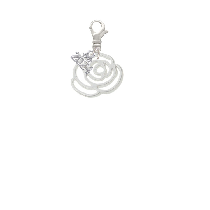 Delight Jewelry Large Rose Outline Clip on Charm with Year 2024 Image 2
