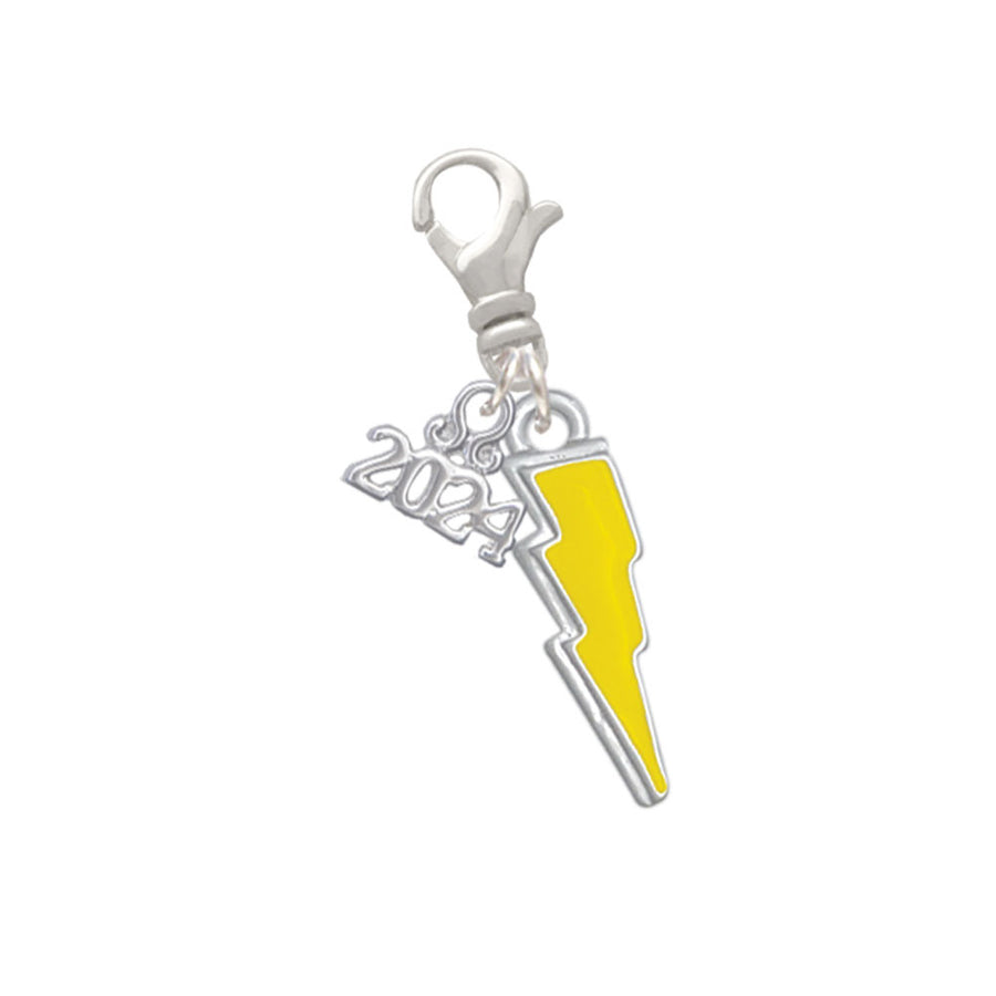 Delight Jewelry Silvertone Enamel Lightning Bolt Clip on Charm with Year 2024 Image 1