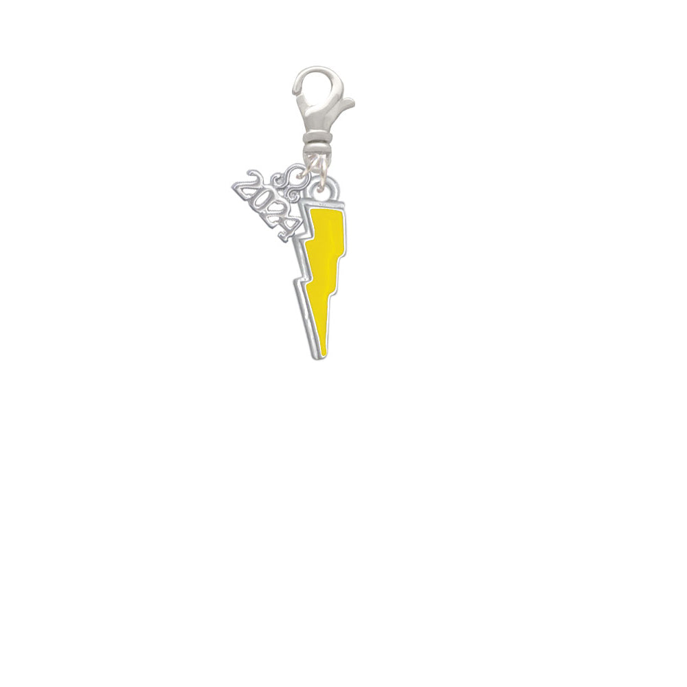 Delight Jewelry Silvertone Enamel Lightning Bolt Clip on Charm with Year 2024 Image 2