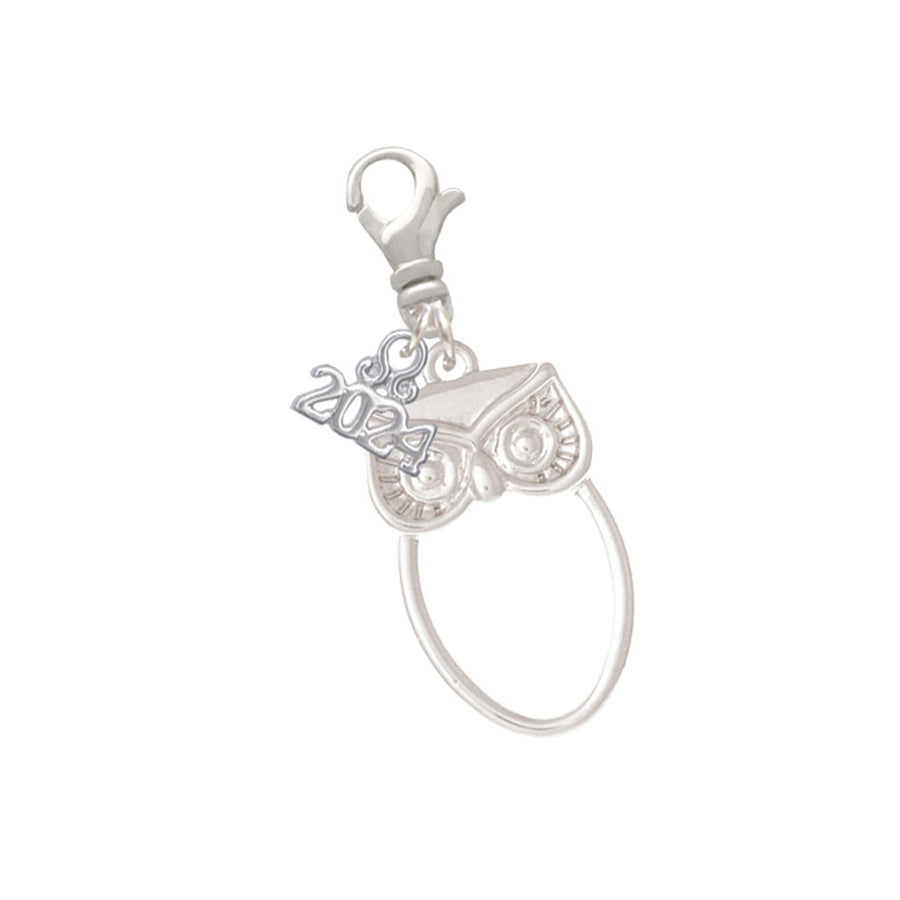 Delight Jewelry Large Owl Outline Clip on Charm with Year 2024 Image 1