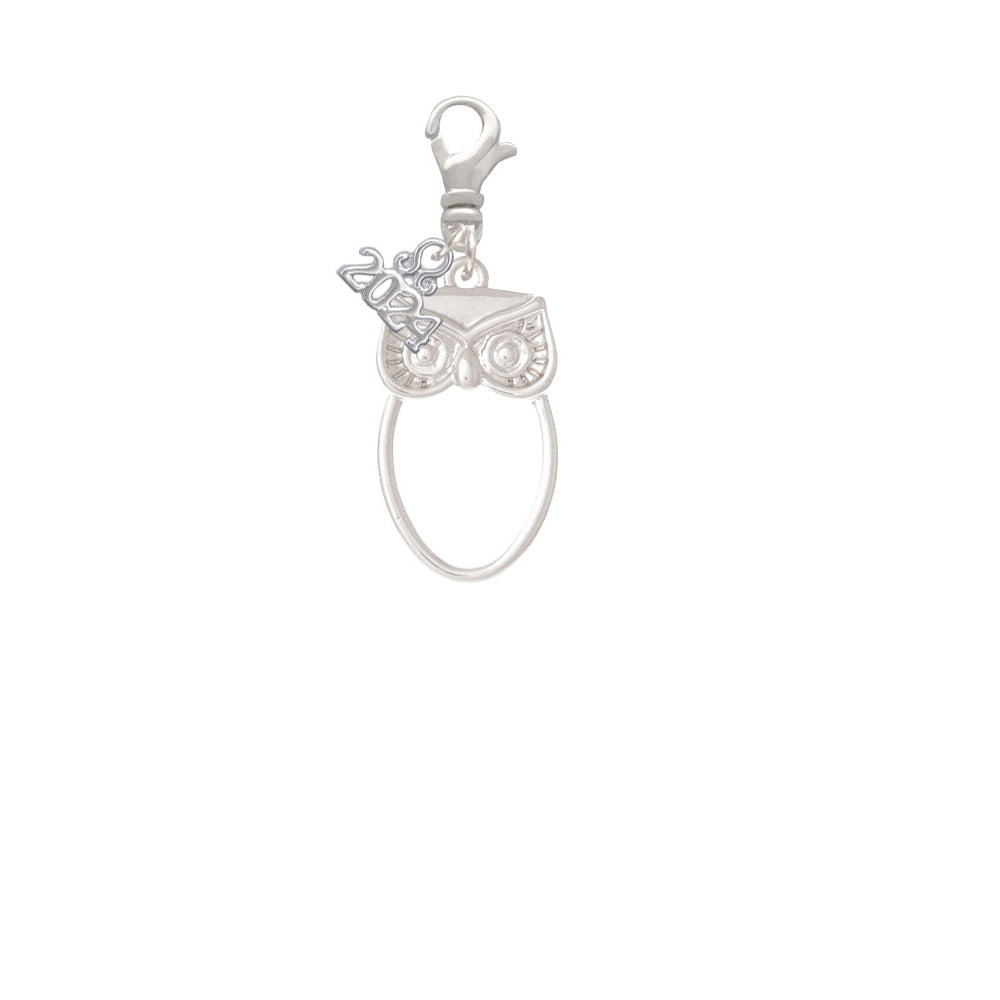 Delight Jewelry Large Owl Outline Clip on Charm with Year 2024 Image 2