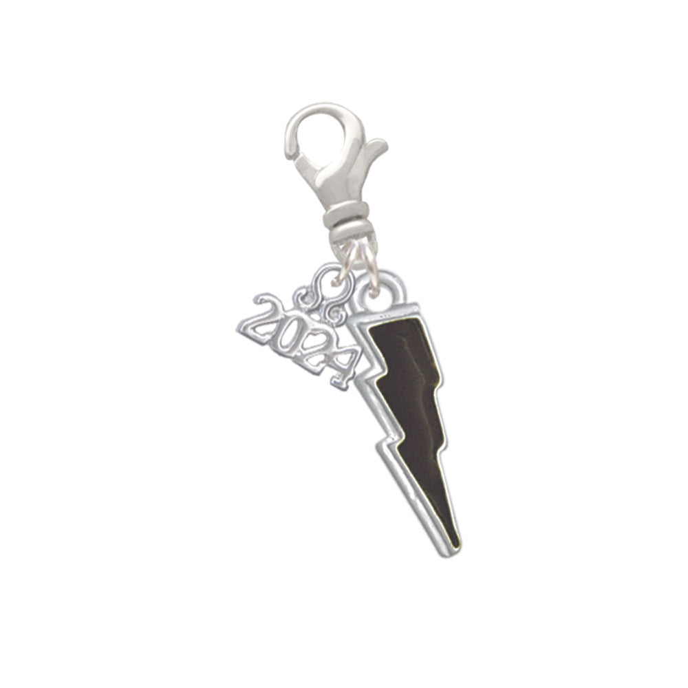 Delight Jewelry Silvertone Enamel Lightning Bolt Clip on Charm with Year 2024 Image 4