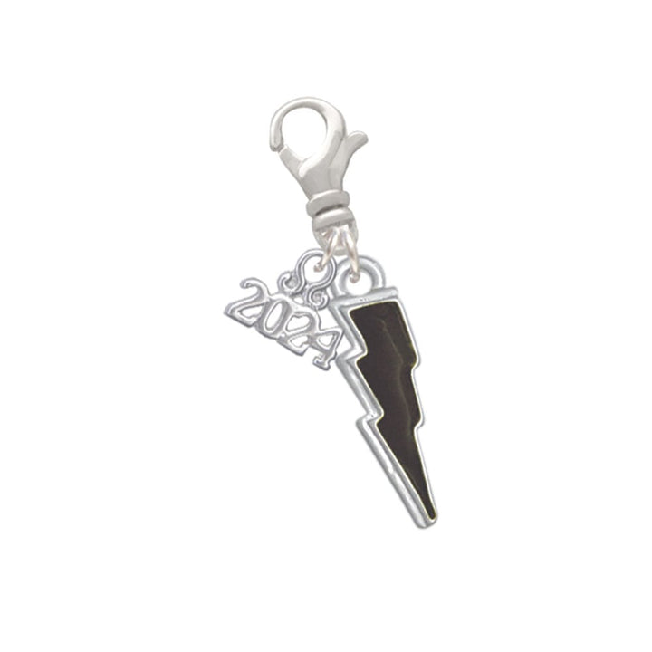 Delight Jewelry Silvertone Enamel Lightning Bolt Clip on Charm with Year 2024 Image 1