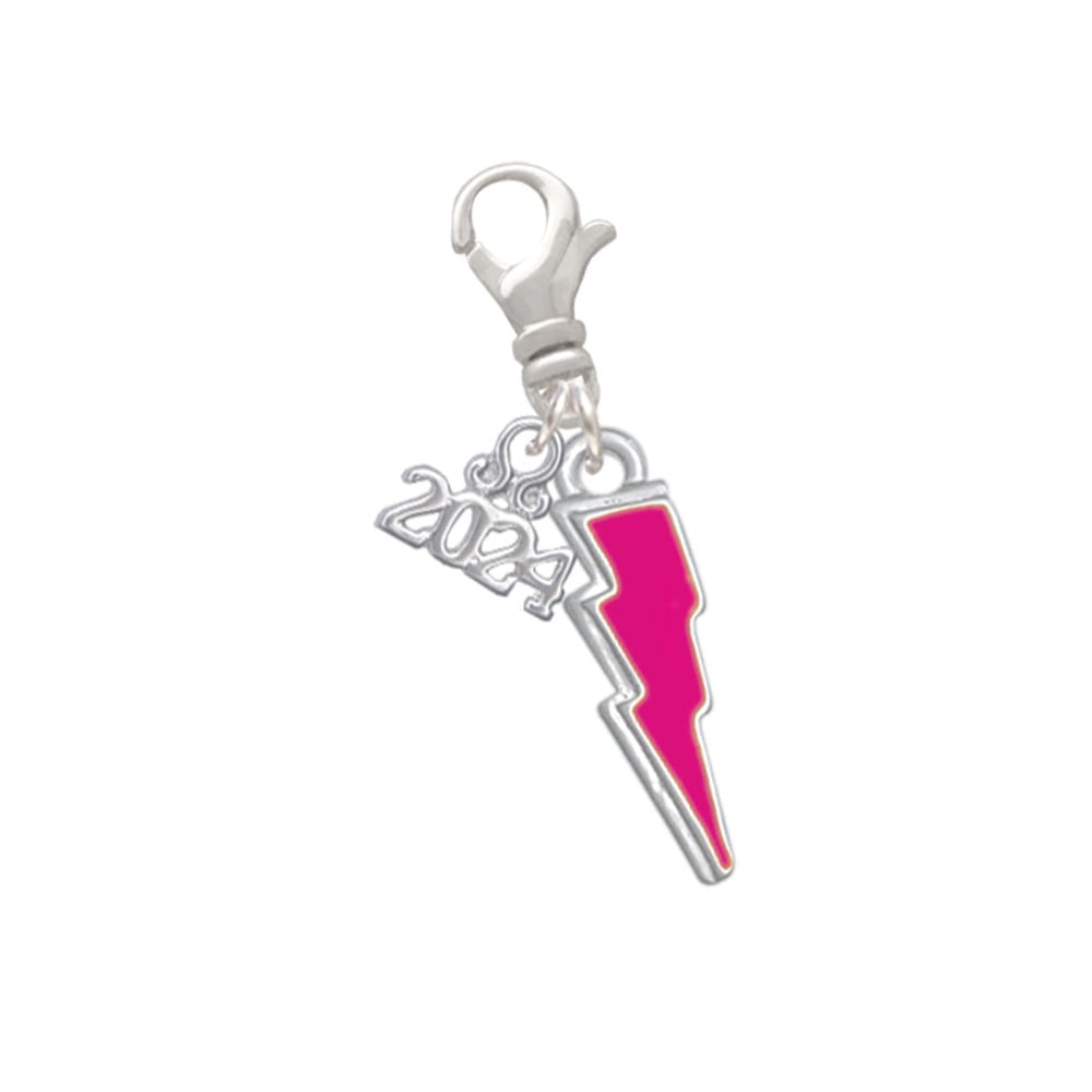 Delight Jewelry Silvertone Enamel Lightning Bolt Clip on Charm with Year 2024 Image 1