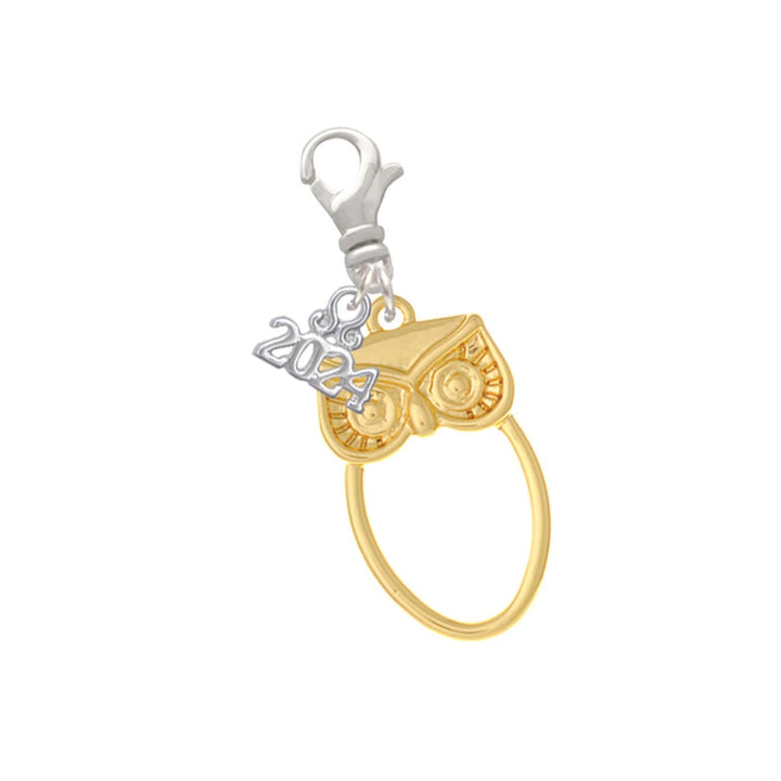 Delight Jewelry Large Owl Outline Clip on Charm with Year 2024 Image 1