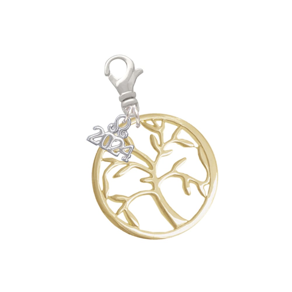 Delight Jewelry Tree of Life in Circle Clip on Charm with Year 2024 Image 1