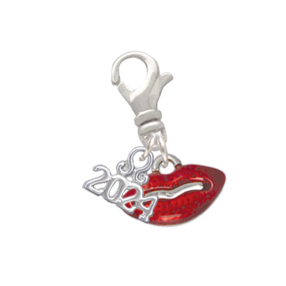 Delight Jewelry Plated Small Translucent Red Lips Clip on Charm with Year 2024 Image 1