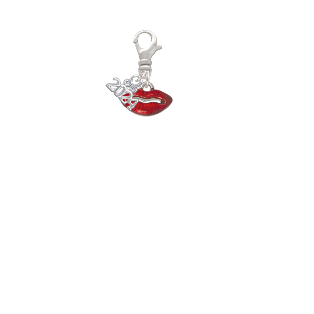Delight Jewelry Plated Small Translucent Red Lips Clip on Charm with Year 2024 Image 2