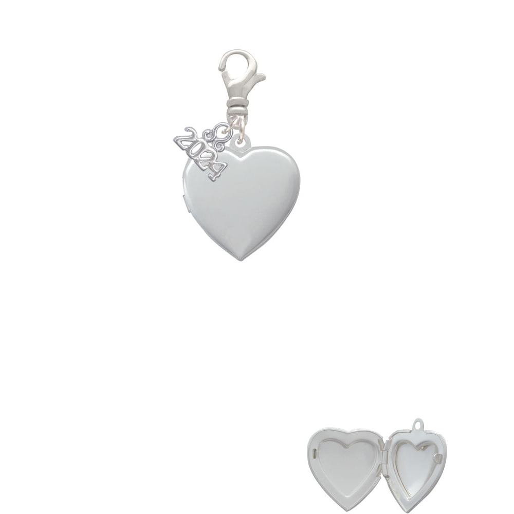 Delight Jewelry Plated Heart Locket Clip on Charm with Year 2024 Image 2