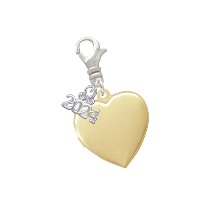 Delight Jewelry Plated Heart Locket Clip on Charm with Year 2024 Image 1