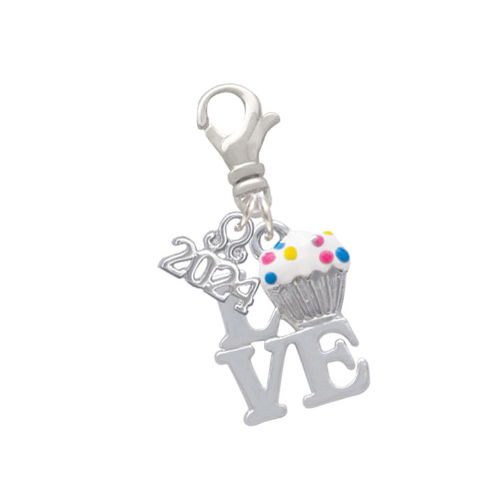 Delight Jewelry Silvertone Love with Enamel Cupcake Clip on Charm with Year 2024 Image 1