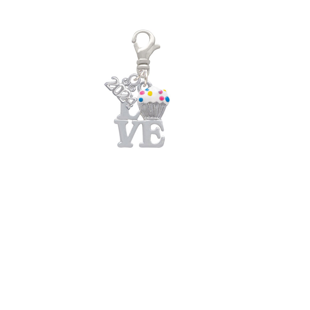 Delight Jewelry Silvertone Love with Enamel Cupcake Clip on Charm with Year 2024 Image 2