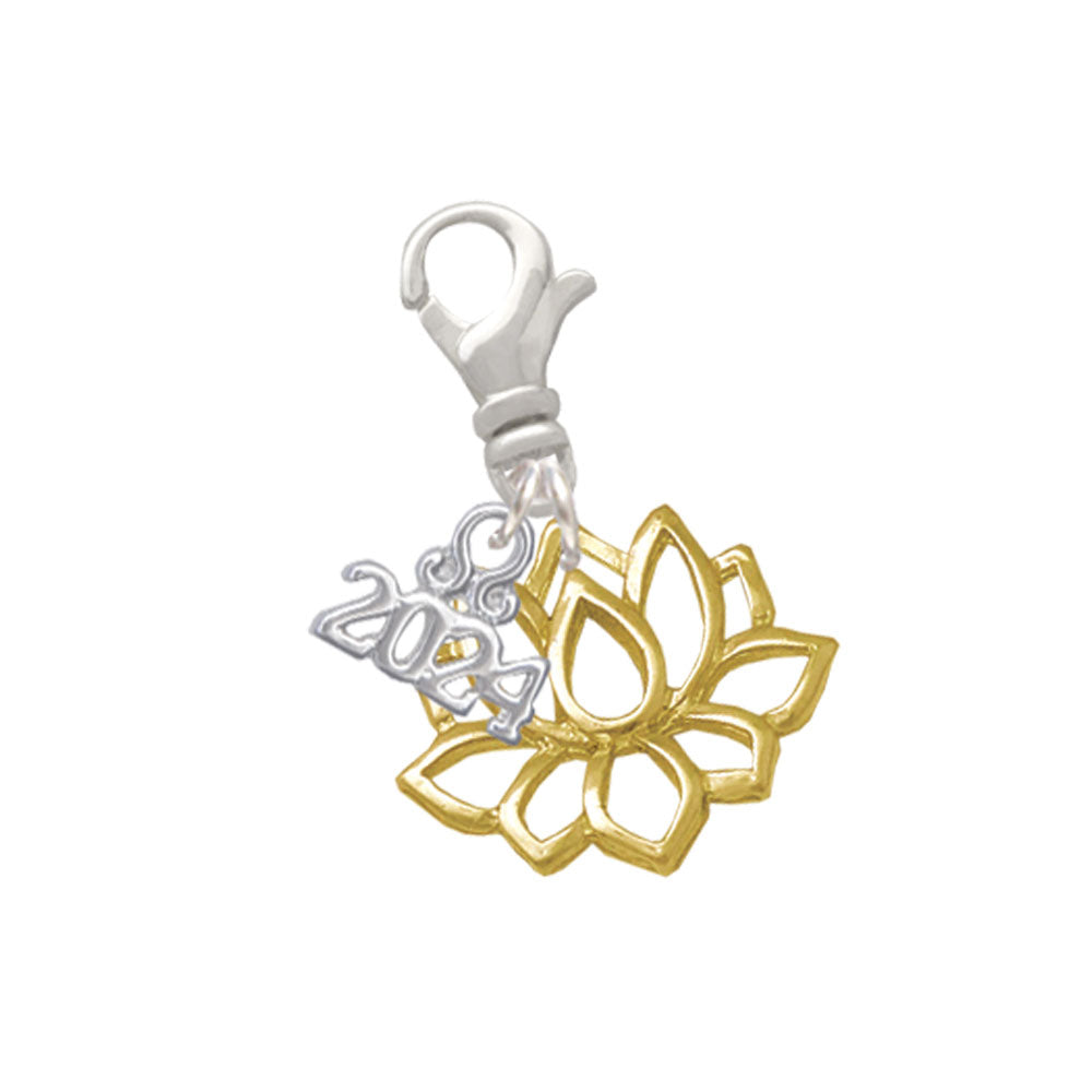 Delight Jewelry Plated Lotus Outline Clip on Charm with Year 2024 Image 1