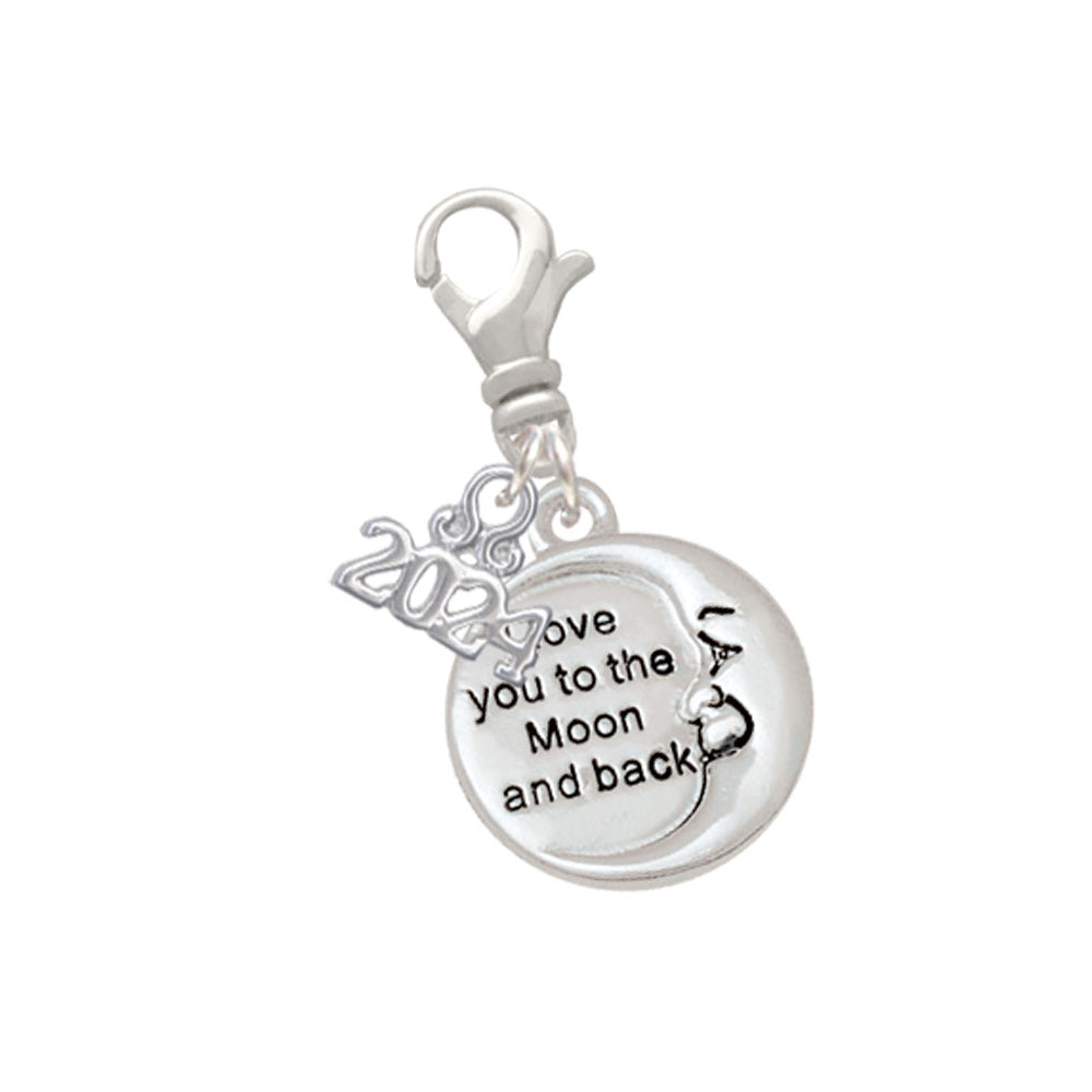 Delight Jewelry Plated I Love You to the Moon and Back Clip on Charm with Year 2024 Image 1