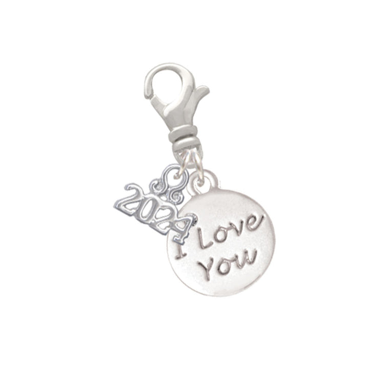 Delight Jewelry Silvertone Love You Disc Clip on Charm with Year 2024 Image 1