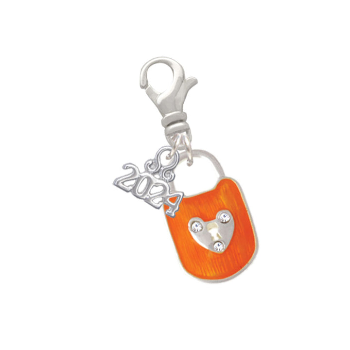 Delight Jewelry Silvertone Enamel Lock with Clear Crystals Clip on Charm with Year 2024 Image 8