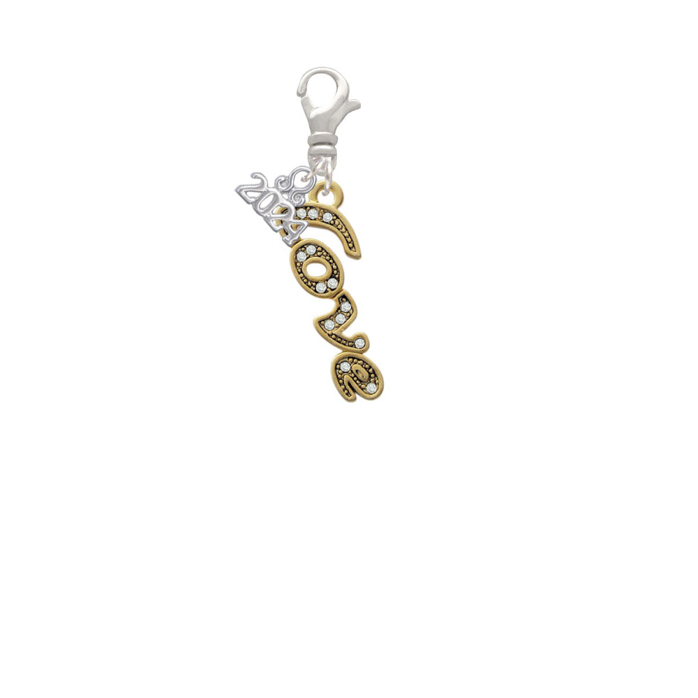 Delight Jewelry Plated Crystal Script Love Clip on Charm with Year 2024 Image 2