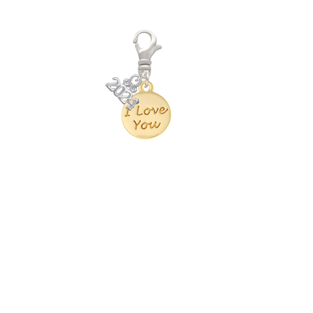 Delight Jewelry Goldtone Love You Disc Clip on Charm with Year 2024 Image 2