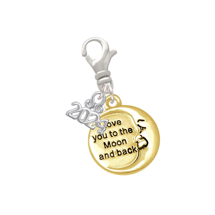 Delight Jewelry Plated I Love You to the Moon and Back Clip on Charm with Year 2024 Image 1