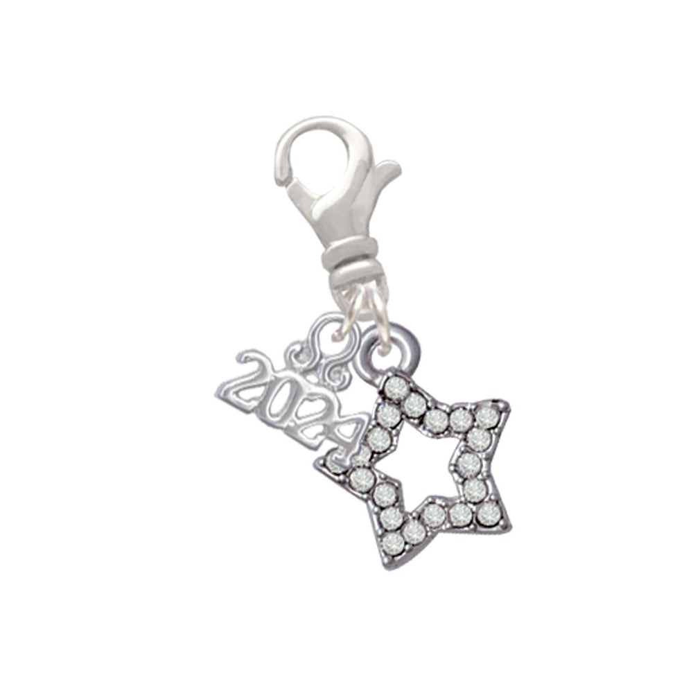 Delight Jewelry Plated Clear Crystal Lucky Star Clip on Charm with Year 2024 Image 1