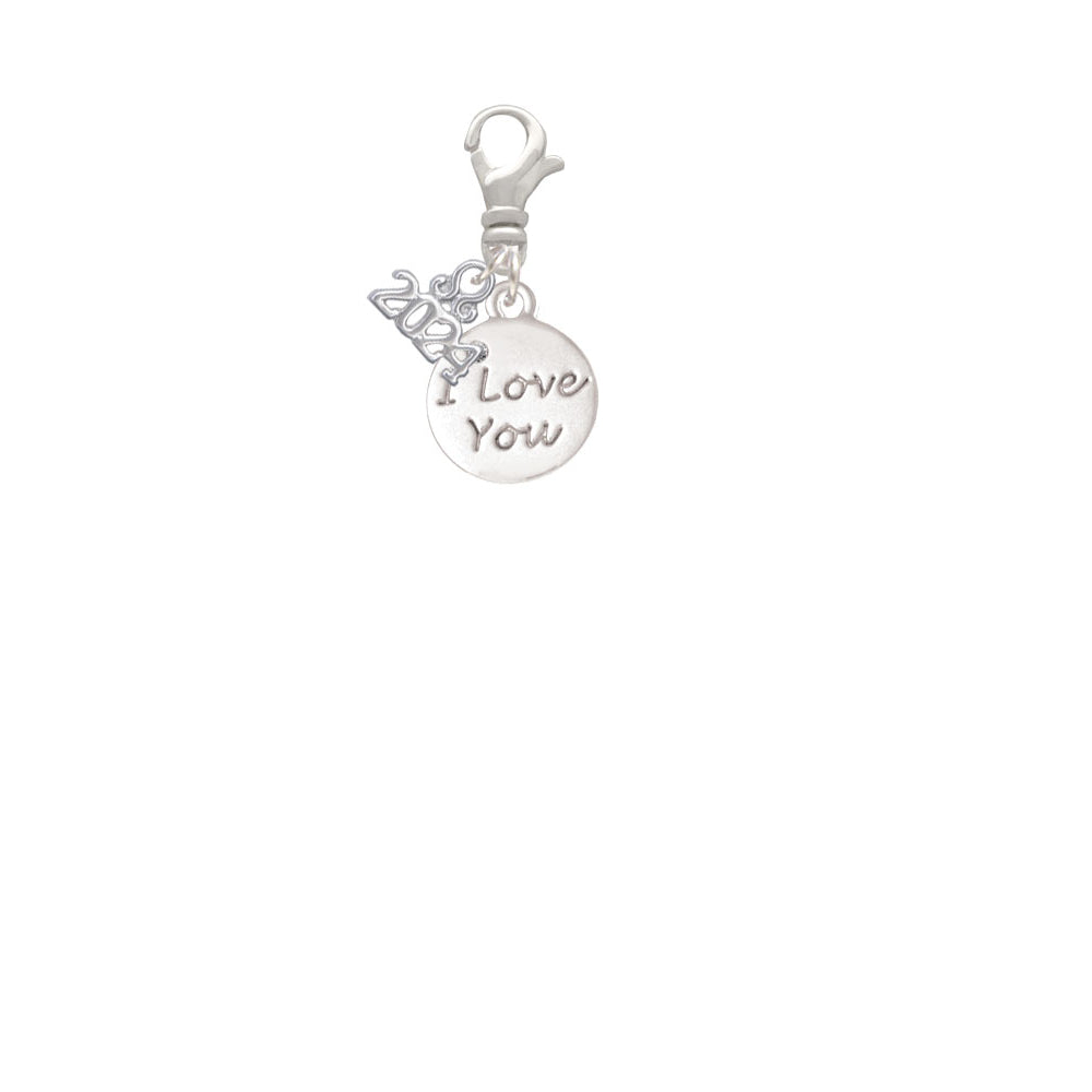 Delight Jewelry Silvertone Love You Disc Clip on Charm with Year 2024 Image 2