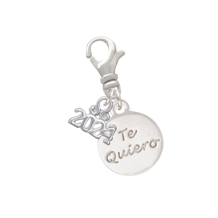 Delight Jewelry Silvertone Love You Disc Clip on Charm with Year 2024 Image 4
