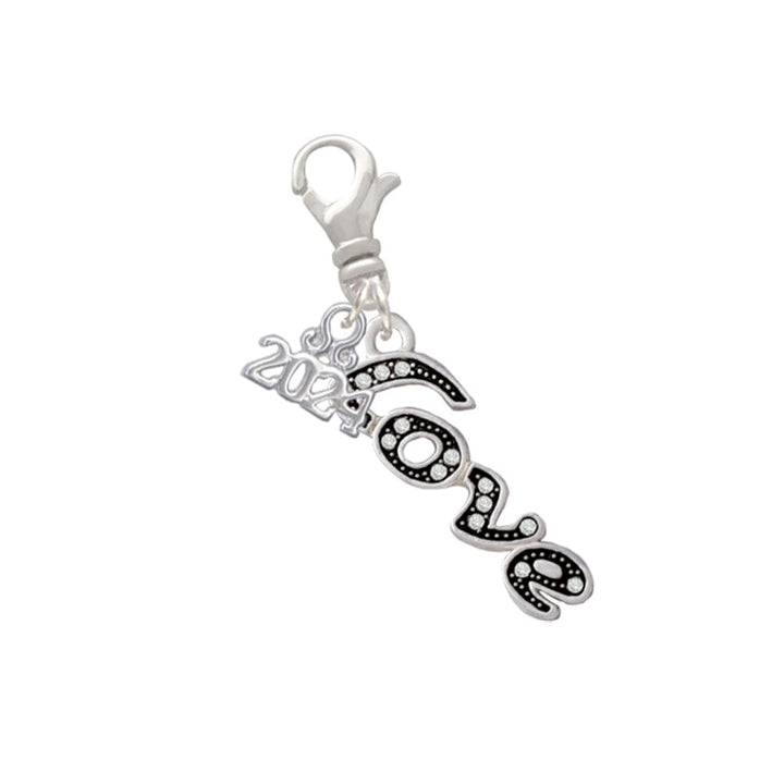 Delight Jewelry Plated Crystal Script Love Clip on Charm with Year 2024 Image 1