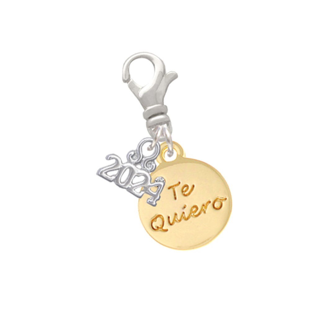 Delight Jewelry Goldtone Love You Disc Clip on Charm with Year 2024 Image 1