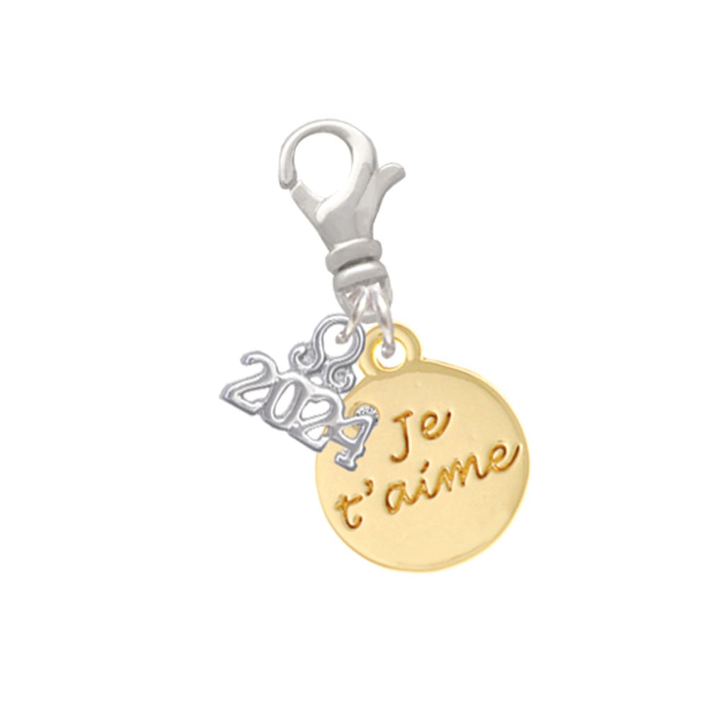 Delight Jewelry Goldtone Love You Disc Clip on Charm with Year 2024 Image 1