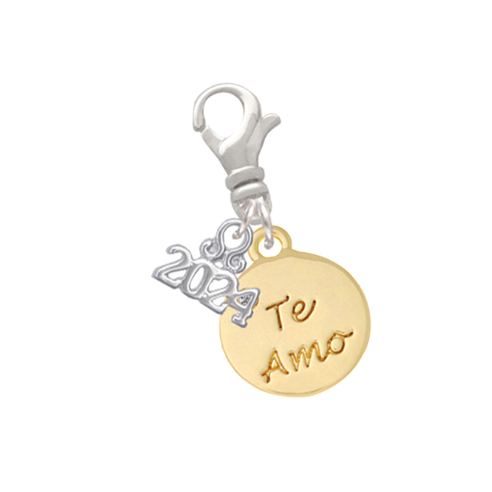 Delight Jewelry Goldtone Love You Disc Clip on Charm with Year 2024 Image 1