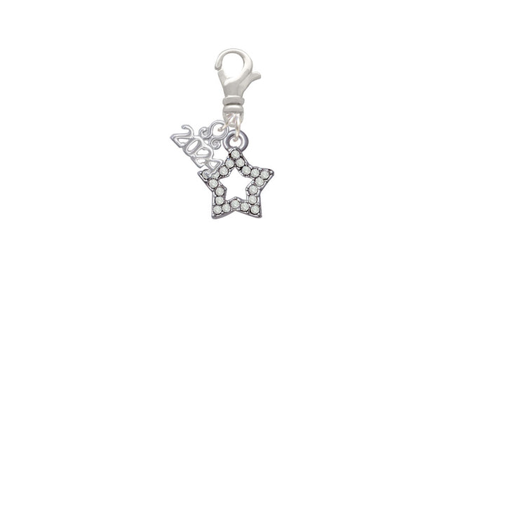 Delight Jewelry Plated Clear Crystal Lucky Star Clip on Charm with Year 2024 Image 2