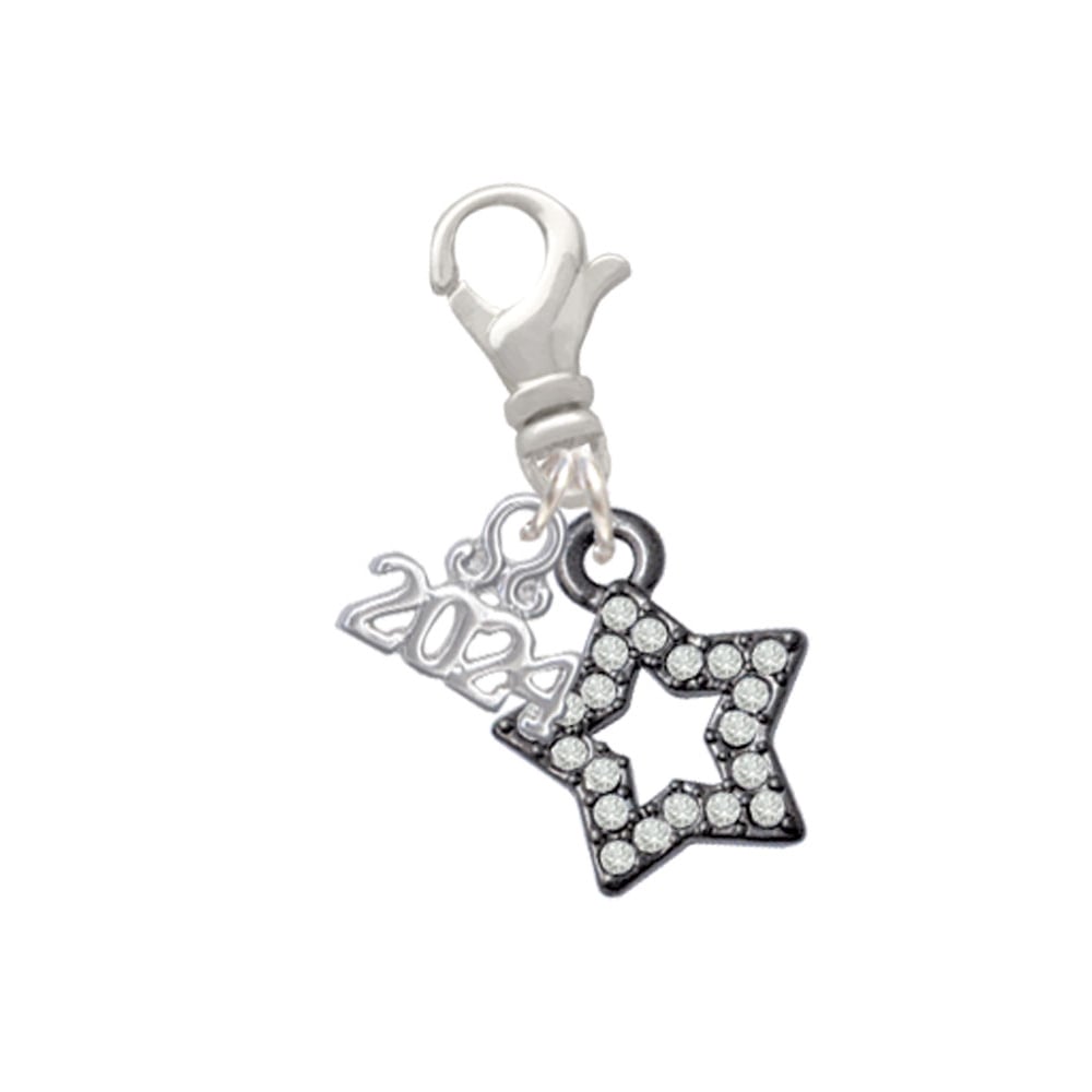 Delight Jewelry Plated Clear Crystal Lucky Star Clip on Charm with Year 2024 Image 6