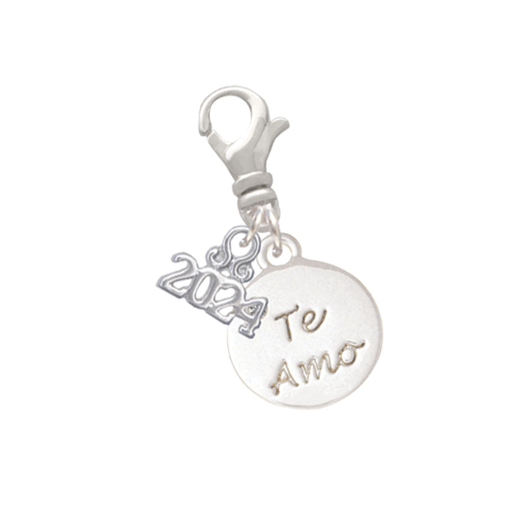 Delight Jewelry Silvertone Love You Disc Clip on Charm with Year 2024 Image 7