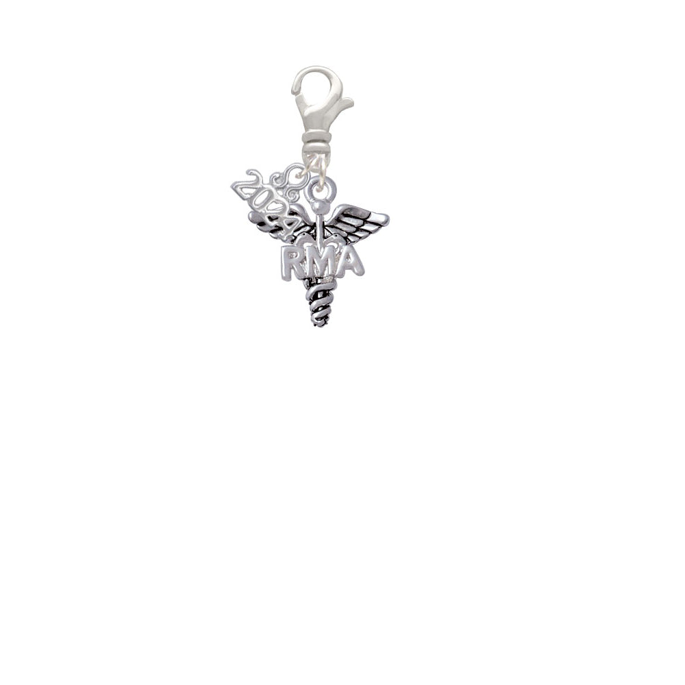 Delight Jewelry Silvertone Caduceus - Medical Assistant Clip on Charm with Year 2024 Image 2