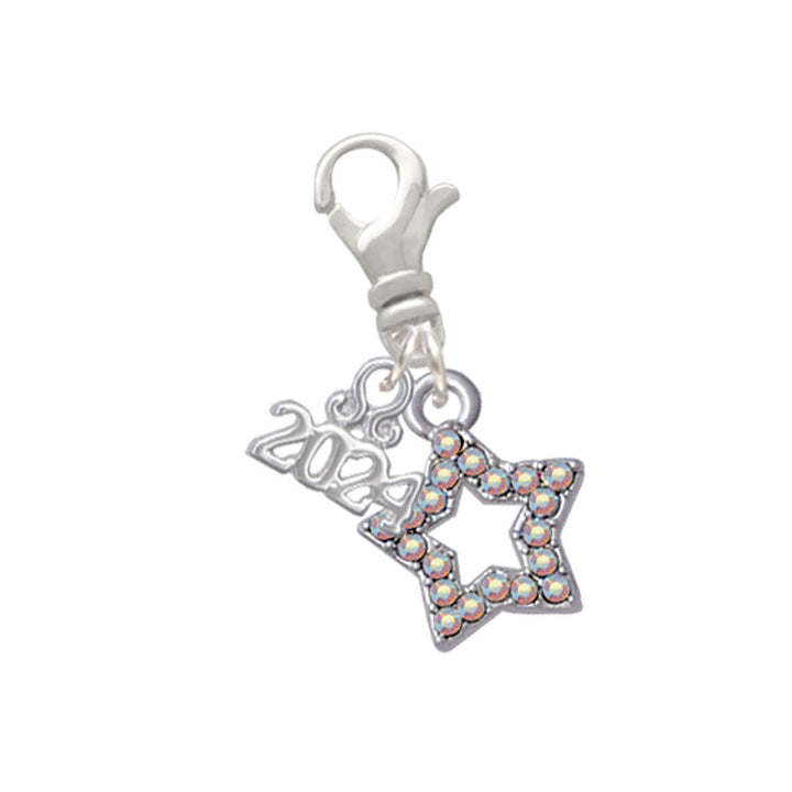 Delight Jewelry Plated AB Crystal Lucky Star Clip on Charm with Year 2024 Image 4