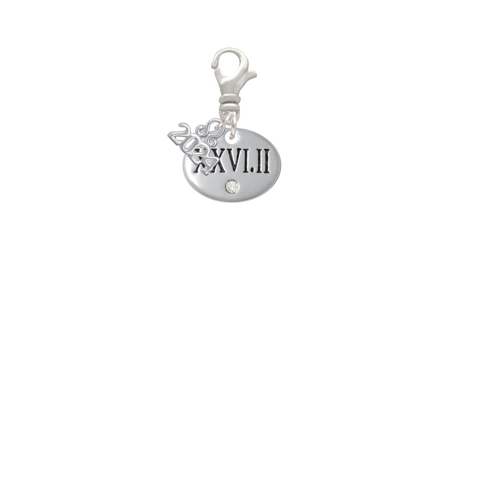 Delight Jewelry Silvertone Marathon with Crystal Roman Numeral Clip on Charm with Year 2024 Image 2