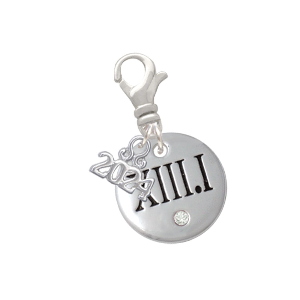 Delight Jewelry Silvertone Half Marathon with Crystal Roman Numeral Clip on Charm with Year 2024 Image 1
