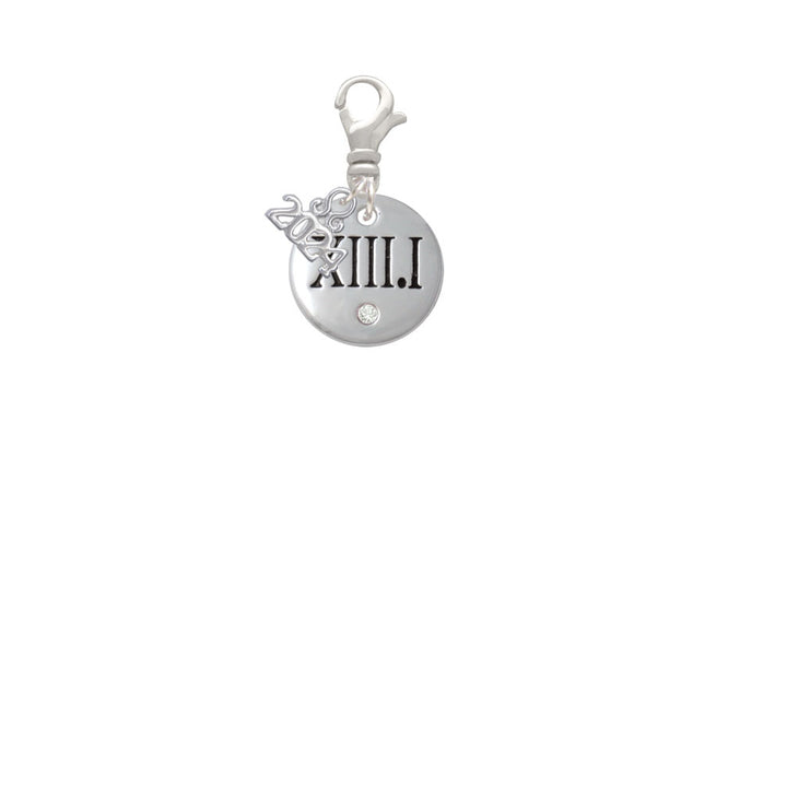 Delight Jewelry Silvertone Half Marathon with Crystal Roman Numeral Clip on Charm with Year 2024 Image 2