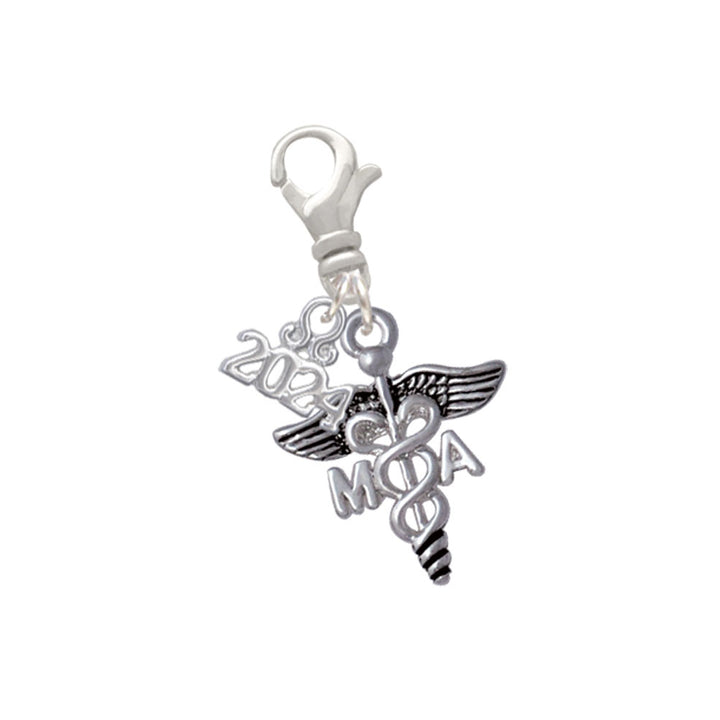 Delight Jewelry Silvertone Caduceus - Medical Assistant Clip on Charm with Year 2024 Image 4