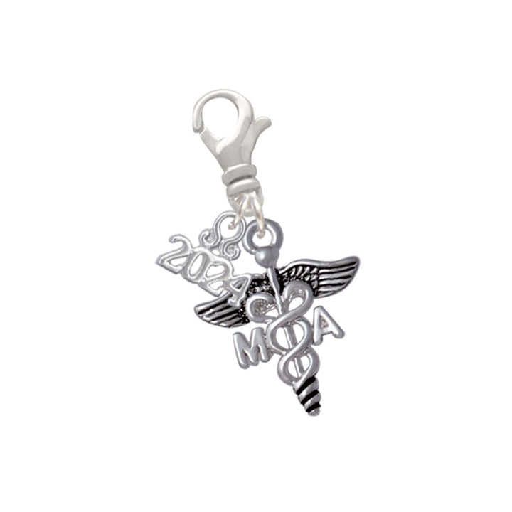 Delight Jewelry Silvertone Caduceus - Medical Assistant Clip on Charm with Year 2024 Image 1