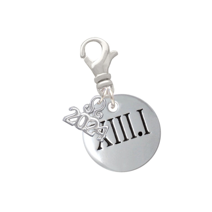Delight Jewelry Silvertone Marathons Roman Numeral Clip on Charm with Year 2024 Image 1