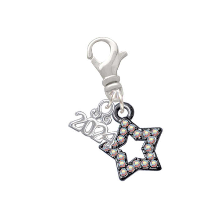 Delight Jewelry Plated AB Crystal Lucky Star Clip on Charm with Year 2024 Image 6