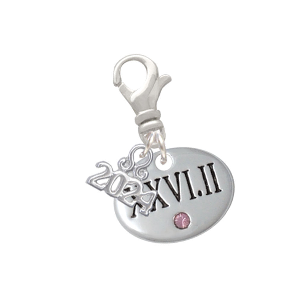 Delight Jewelry Silvertone Marathon with Crystal Roman Numeral Clip on Charm with Year 2024 Image 4