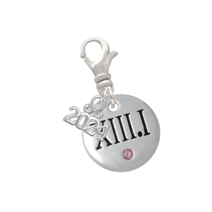 Delight Jewelry Silvertone Half Marathon with Crystal Roman Numeral Clip on Charm with Year 2024 Image 1