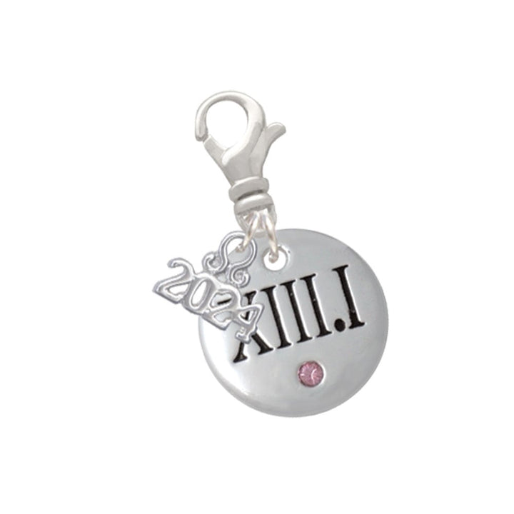 Delight Jewelry Silvertone Half Marathon with Crystal Roman Numeral Clip on Charm with Year 2024 Image 4