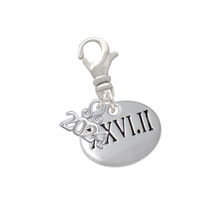Delight Jewelry Silvertone Marathons Roman Numeral Clip on Charm with Year 2024 Image 4