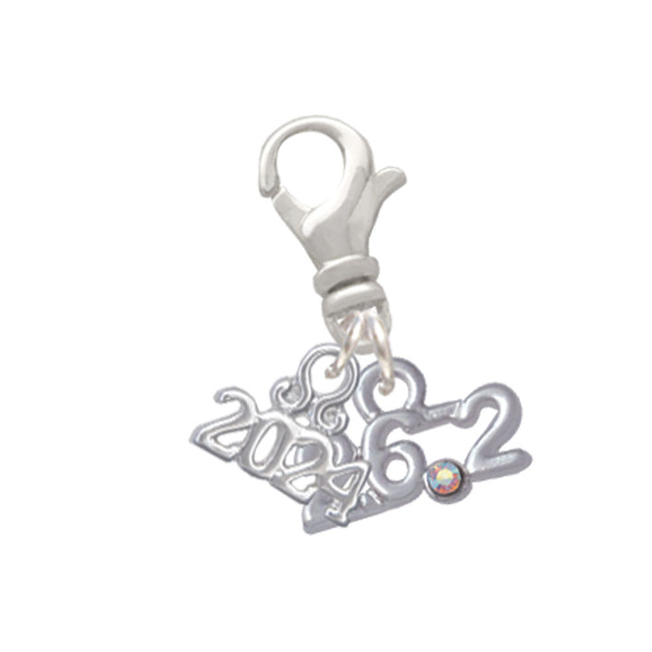 Delight Jewelry Silvertone Marathon - 26.2 with Crystal Clip on Charm with Year 2024 Image 1