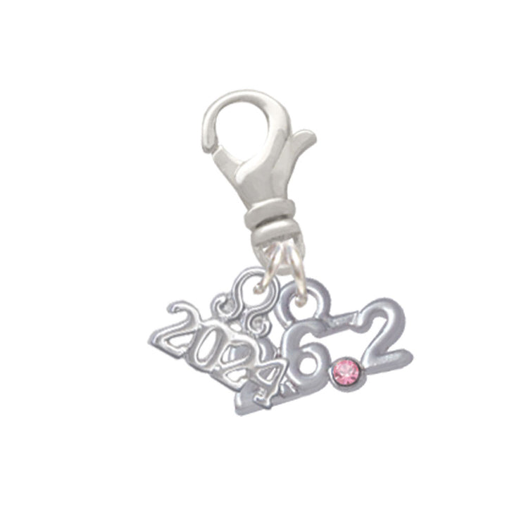 Delight Jewelry Silvertone Marathon - 26.2 with Crystal Clip on Charm with Year 2024 Image 4