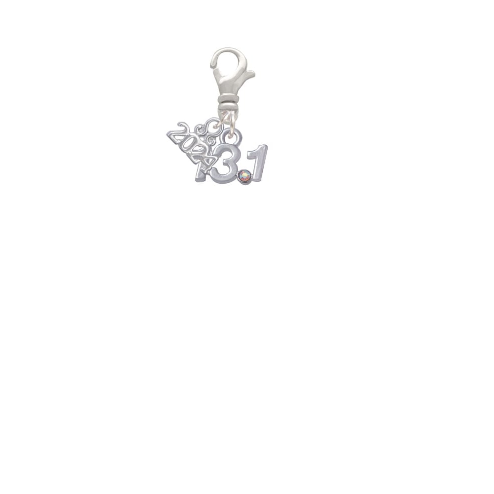 Delight Jewelry Silvertone Half Marathon - 13.1 with Crystal Clip on Charm with Year 2024 Image 2